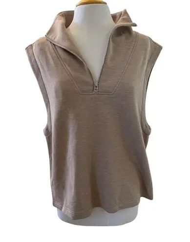 Varley Magnolia Half Zip Tank Top Mock Beige Relaxed Doublesoft Size Large NEW