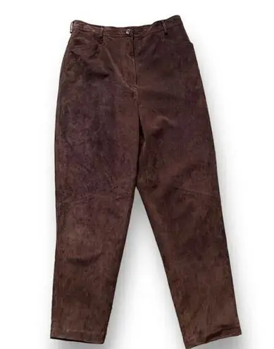 Valerie Stevens Vintage Pants Chocolate Brown Suede Leather High Waisted