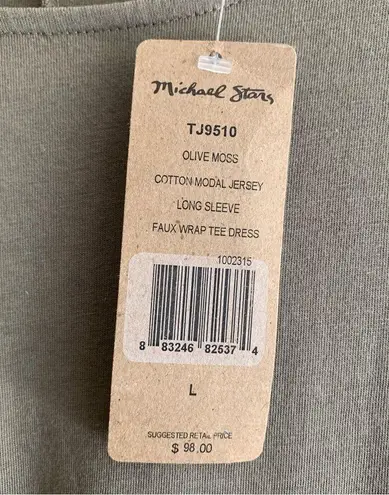 Michael Stars NWT Faux Wrap Tie Waist Long Sleeve Tee Dress Size Large