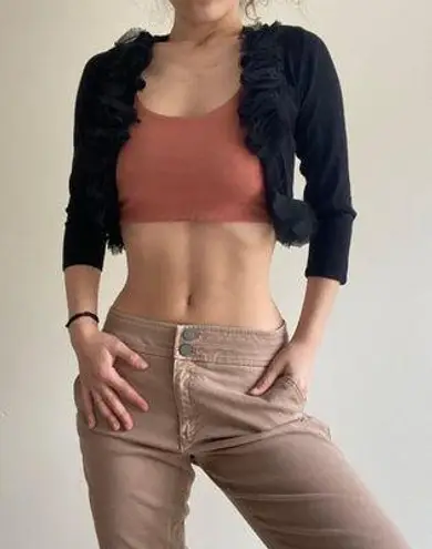 Red Black Mini Cropped Cardigan