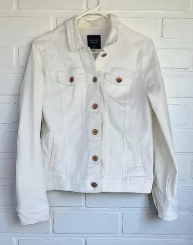 Cavalini Womens Medium White Denim Trucker Jean Jacket Streetwear Light Academia