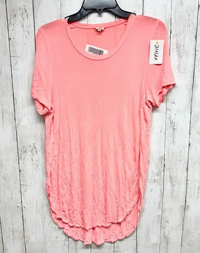 Wilfred Blouse Women Size Small Peach Scoop Neck Short Sleeve Side Slit Tunic Pink