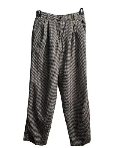 Montaldo's Houndstooth Pattern High Waist Pleated Trousers Black White sixe Size 26