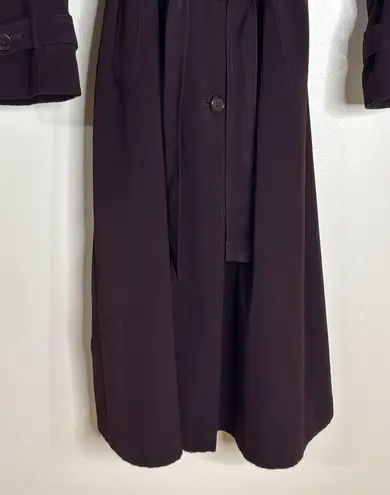 Jacqueline Ferrar Vintage Purple Trench Coat Women Size 12 Double Breasted +Belt