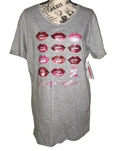 BREAST CANCER AWARENESS GRAY & PINK STRONGER TOGETHER TEE MEDIUM