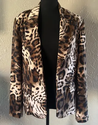 Investments 🐆Leopard Print Open-Front Blazer Jacket Brown & Black🐆 by ~12