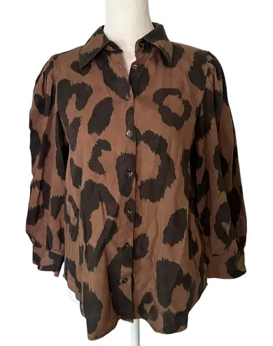 Pistola  brown & black animal print button down top size XS - Image 1