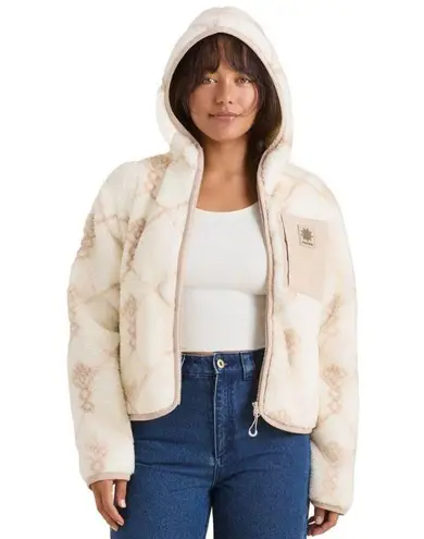 Roark Ursa Women's Beige Cream Hoodie Full Zip Fleece Sweater Jacket Size M Size M