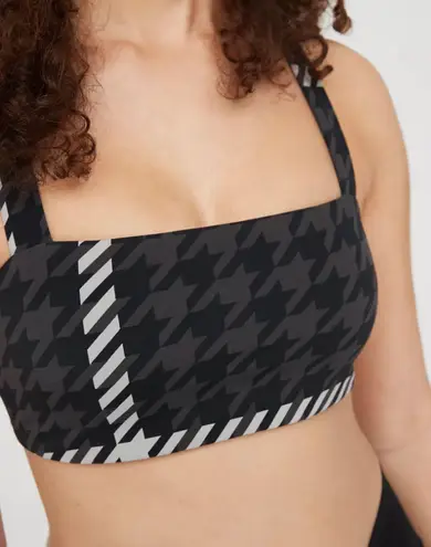 Aerie NWT  Offline Real Me Xtra Stretch Gray Houndstooth Racerback Sports Bra