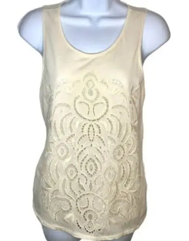 JCrew Factory Eyelet Lace Off White Cotton Tank Top Cream XS White