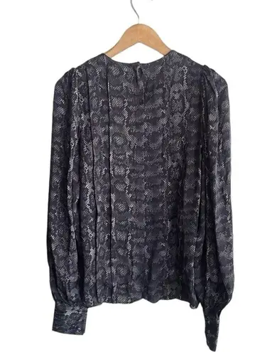ANINE BING Renee Silk Python Print Blouse in Charcol