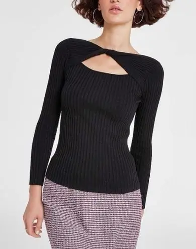 Bar III Bar lll Ribbed Twist-Front Cutout Long Sleeve Top XXL