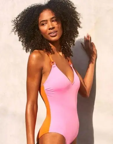 Kate Spade New!  Plunging V-Neck Color Block Swimsuit