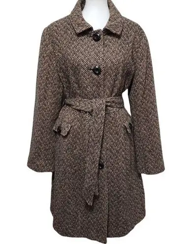 Apt. 9  brown tan herringbone wool belted coat size xl