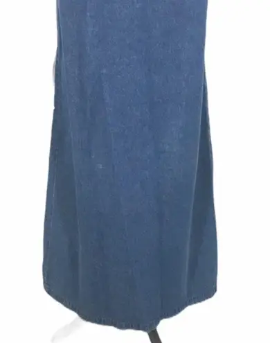 Lemon Grass Leaves Embroidered Jean Dress, Blue, 8