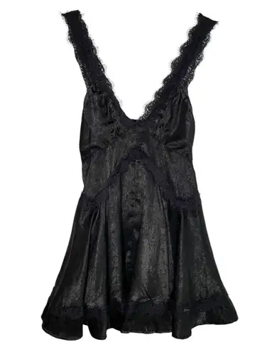 Urban Outfitters Tiffany Black Satin & Lace Mini Dress