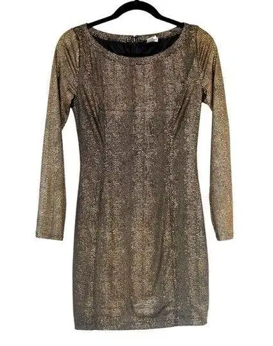 NIKIBIKI bodycon black/golden short dress size Small long sleeves NWOT