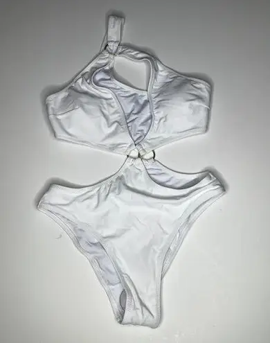 Hilinker White Cutout One Piece One Shoulder Swimsuit New S