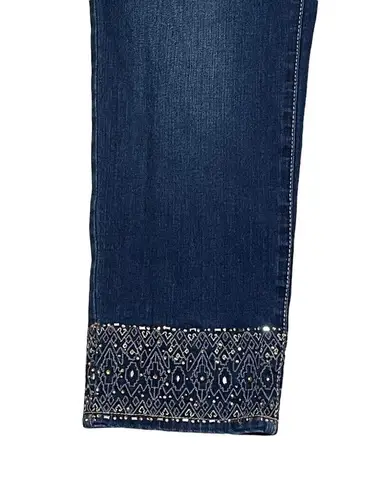 Chico's So Slimming By  Womens Jeans Size 0.5 Capri Jeweled Ankles Blue 31X27