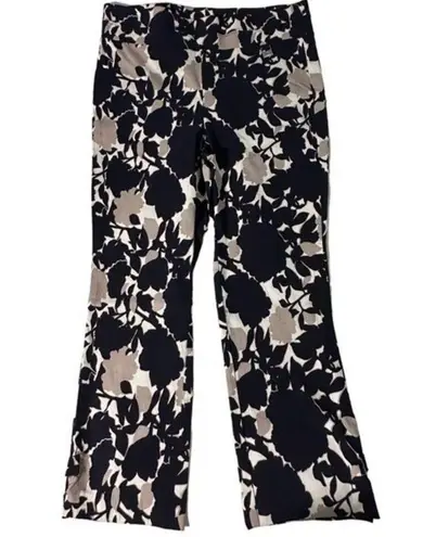 Rafaella Capris Pants White With Blue And Tan Floral Super Cute Sz 8