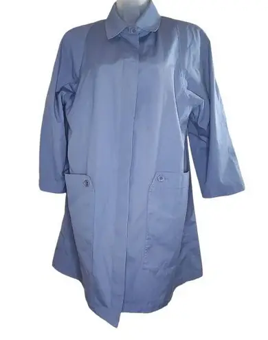 London Fog  Blue Trench Coat Overcoat Jacket Collared Large