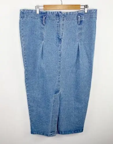 An C'Mon Women Denim Midi Pencil Skirt Size M/10 Wool Cotton Slit Light Wash Blue Size M