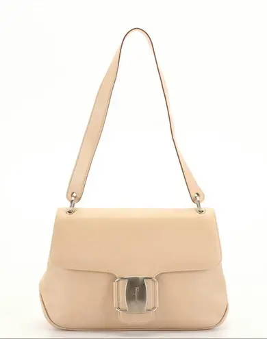 Salvatore Ferragamo Vara Beige Leather Shoulder Bag