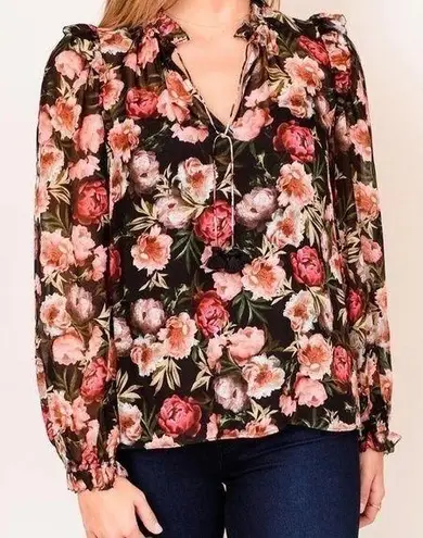 Cami NYC Sandy Blouse In Sugar Plum In Purple Floral Long Sleeve Silk Small S
