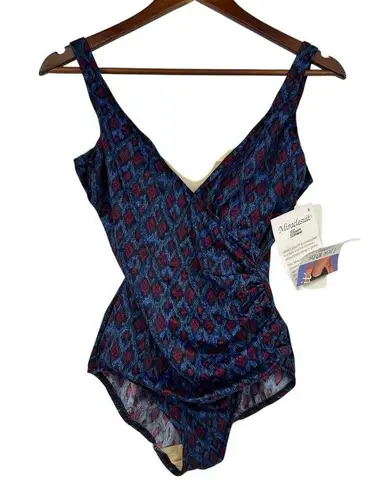 MiracleSuit NEW vintage one piece blue abstract slimming bathing suit size 10