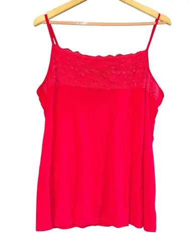 Gnw Lace Tank Layering Top Women's 1X Y2K Red Cami Camisole Stretch Fairy Grunge Size XXL