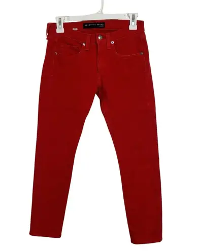 Veronica Beard Jeans Red Brooke 8.5” Crop Denim Pants Size 25 Holiday Party