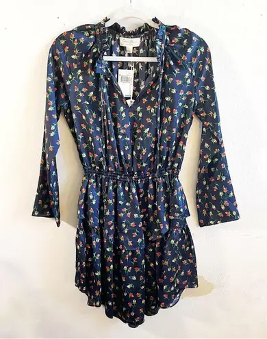 Julie Brown Dress Joanne Mini Floral Print Tie Neck Tiered Hem Wanderlust XS NWT