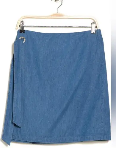 NWT Area Stars Ronnie Wrap Blue Chambray Skirt XS 0