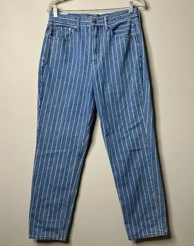 American Eagle  Blue Striped Mom Jean Women's 8 Regular