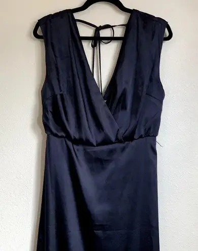 NWT Dessy Collection Charmeuse Cap Sleeve Gown Dress in Midnight Blue Size 8