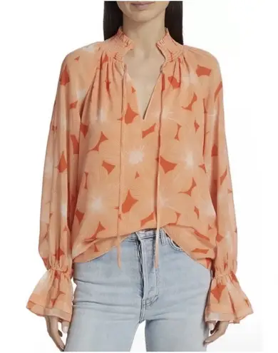 Ramy Brook NWT Clarke Floral-Printed Balloon-sleeve top blouse $345 Size Small