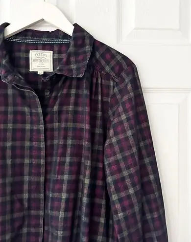 Fat Face Navy Burgundy Plaid Chester Check Corduroy Buttondown Collared Dress 18 Red