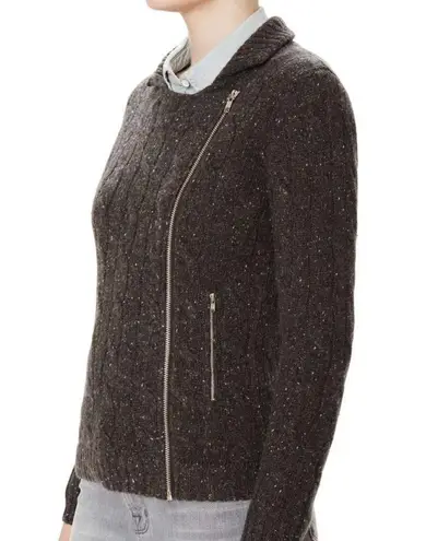 autumn cashmere 100% Cashmere Moto Cable Knit Zip Sweater Jacket