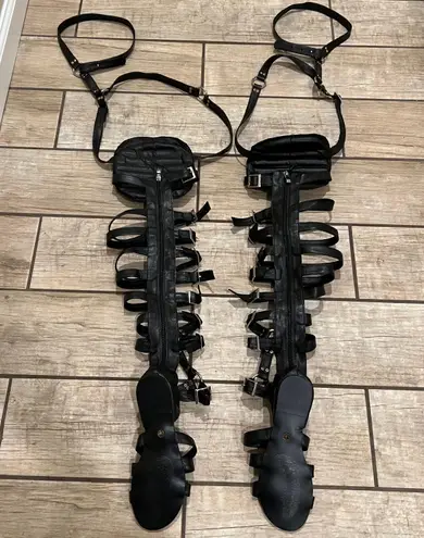 Over The Knee Gladiator Sandals Summer Boots Buckle Strap Tight High Sandals Boots Black Size 6