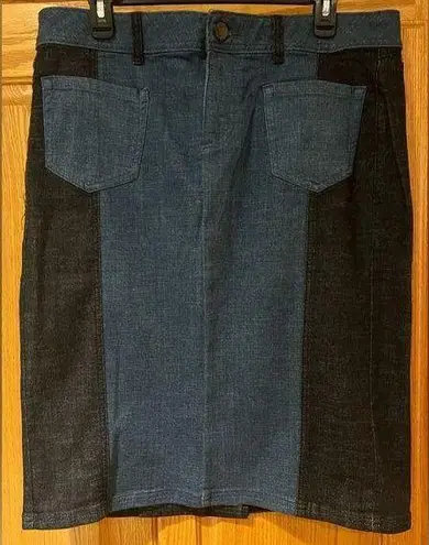 Lane Bryant Glamour X  Blue Colorblock Denim Jean Straight Pencil Skirt Size 16