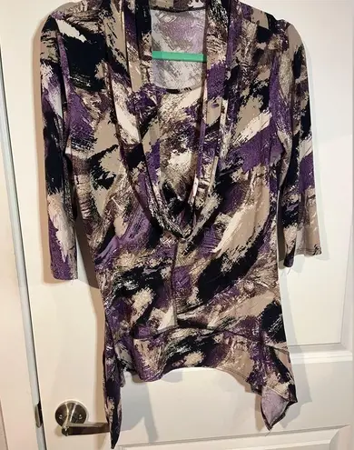 Coco Bianco Cowl Neck Hankerchief Hem PurpleTunic Top Size Medium Approximately