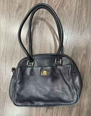 Etienne Aigner Vintage Leather Shoulder Bag Purse Black Navy