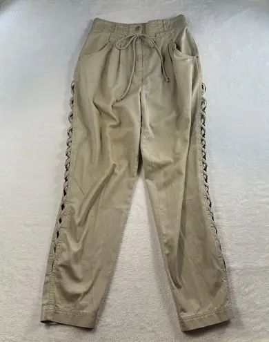 VTG 90s Together 4 Jeans Open Cross Peek A Boo Sides High Waist Jean Pleated Tan