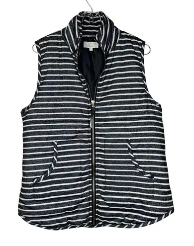 Mud Pie  Women's Top Striped Zip Front Vest Closure Pockets Sleeveless‎ Small - Image 1