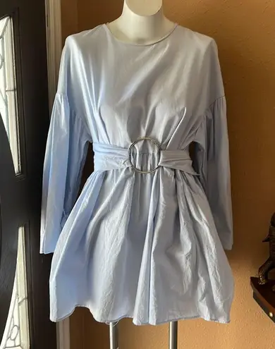 ZARA  blue oversized belted short dress