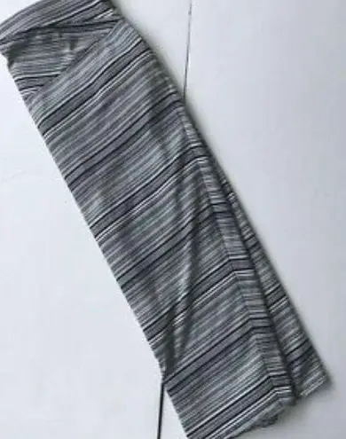 J.Jill  Maxi Skirt Medium Black White Green Diagonal Stripe Stretch Wais…