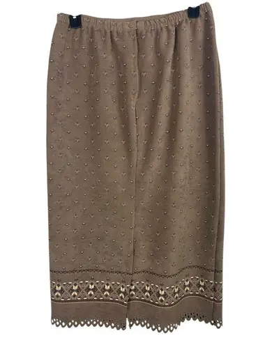 VTG 90s Y2K Nouveau Monde Tan South Western Pattern Faux Suede Long Skirt XL