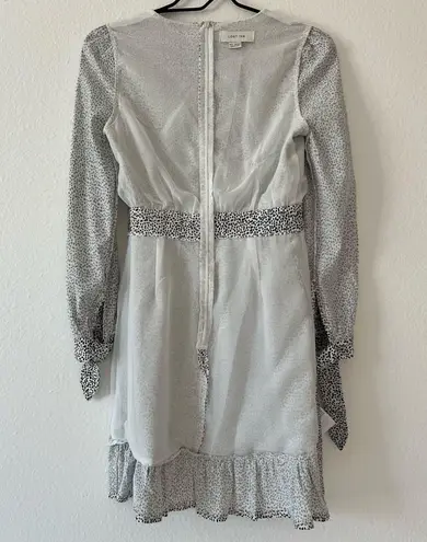 Lost Ink Petite Asymmetric Mini Dress With Tie Waist And Ruffle Hem