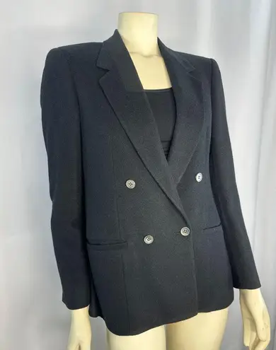 American Vintage Vintage 70's Cashmere Double Breasted Blazer in black made in USA size 6