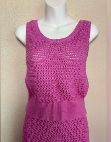Skies Are Blue NWT Isla Rose Violet Lose Knit Crochet Tank and Midi Skirt Set M
